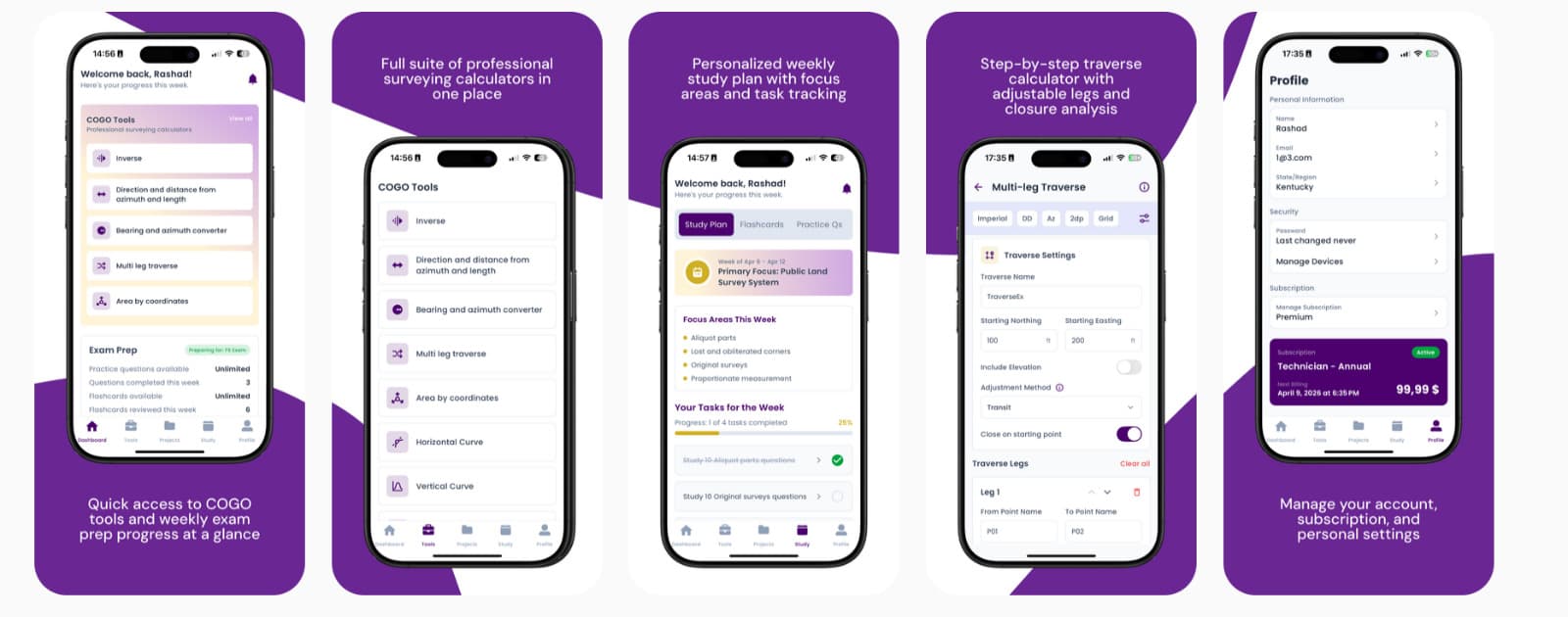 HARLO SurveySuite app screens